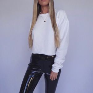 Topshop crop overdyed raw edge sweatshirt